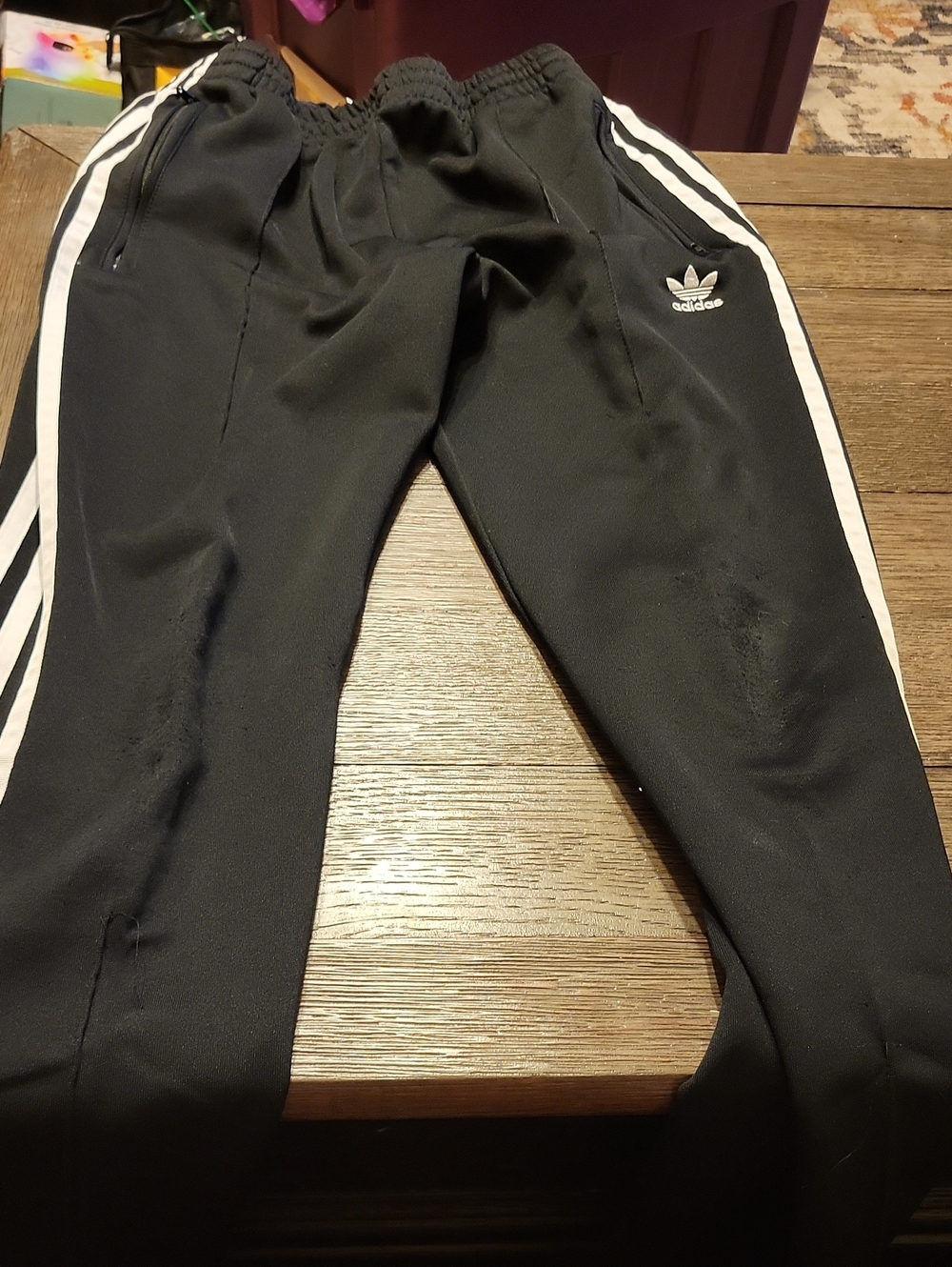 adidas Black Sweatpants with White Side Stripes - Kids